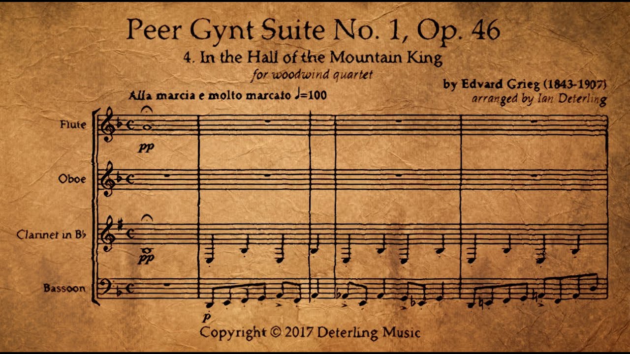 In the Hall of the Mountain King for woodwind quartet