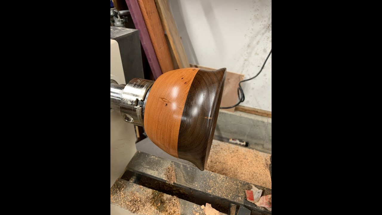 Woodturning- Cherry with Walnut bowl- Noon craft wood turning