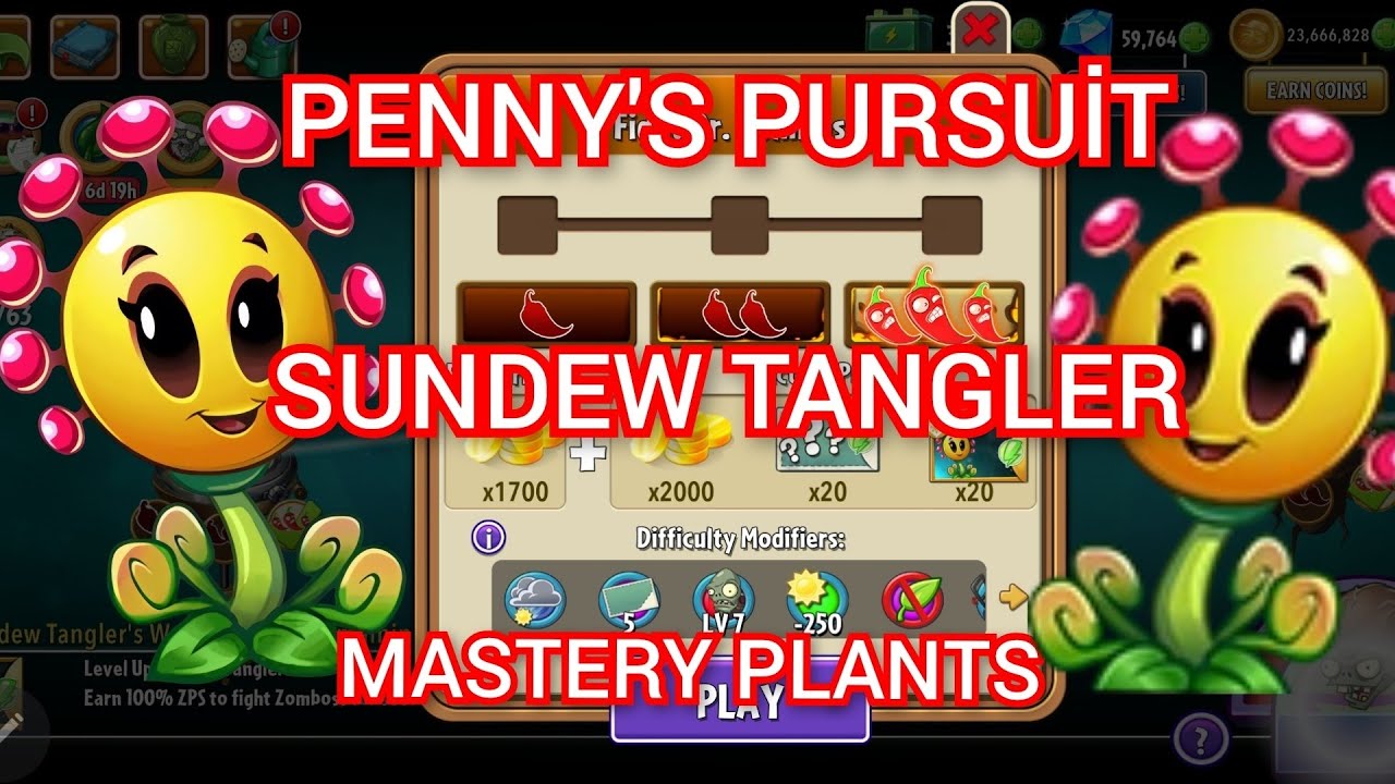 Penny's Pursuit SundewTangler,Plants vs Zombies 2,Mastery Plants