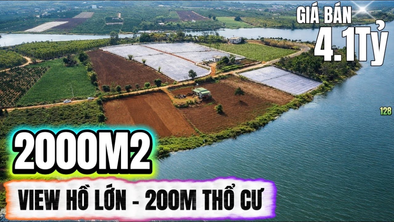 🔴 2000m2 thế đất dương – view hồ lớn – 200m thổ cư – giá 4.1 tỷ