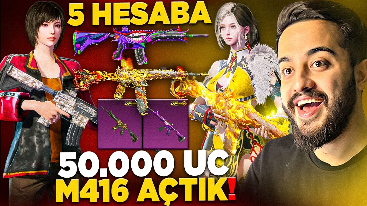 5 FARKLI HESAPTA 50.000 UC YENİ M416 A&Ccedil;TIK! (EFSANE ŞANSLI) PUBG Mobile