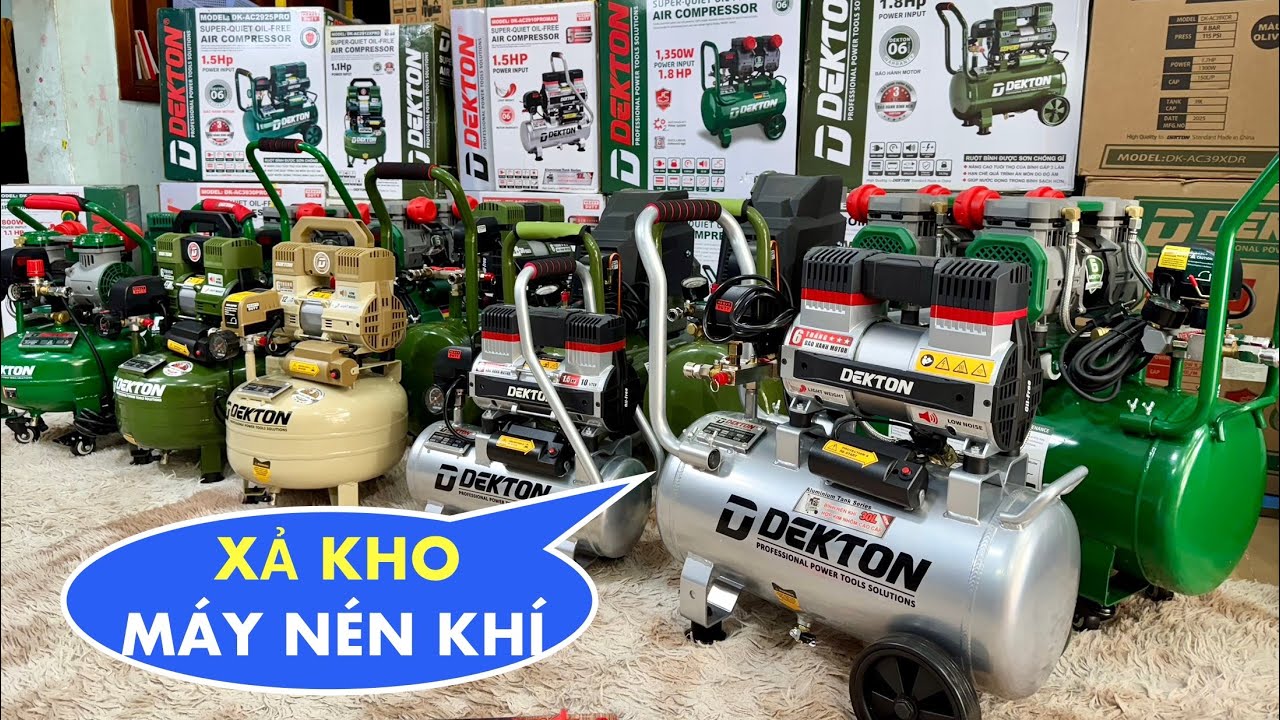 🔥 TỔNG XẢ KHO MÁY NÉN KHÍ DEKTON Máy dầu – máy khô – bình sắt – bình nhôm giảm SÂU, Tặng quà hấp dẫn