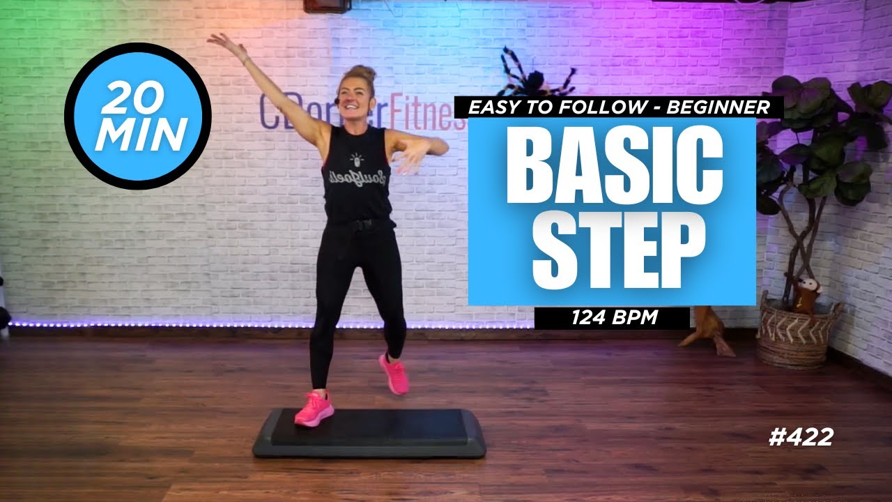 20-Min Step Aerobics for Beginners  | 124 BPM | Easy, Fun & Basic Step Workout #422
