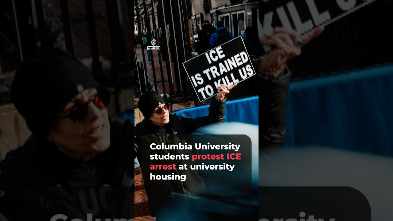 Columbia University students protest ICE arrest&nbsp;at university housing | #ajshorts