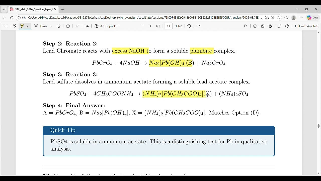 JEE 2026 chemistry most important questions | JEE 2026 chemistry 