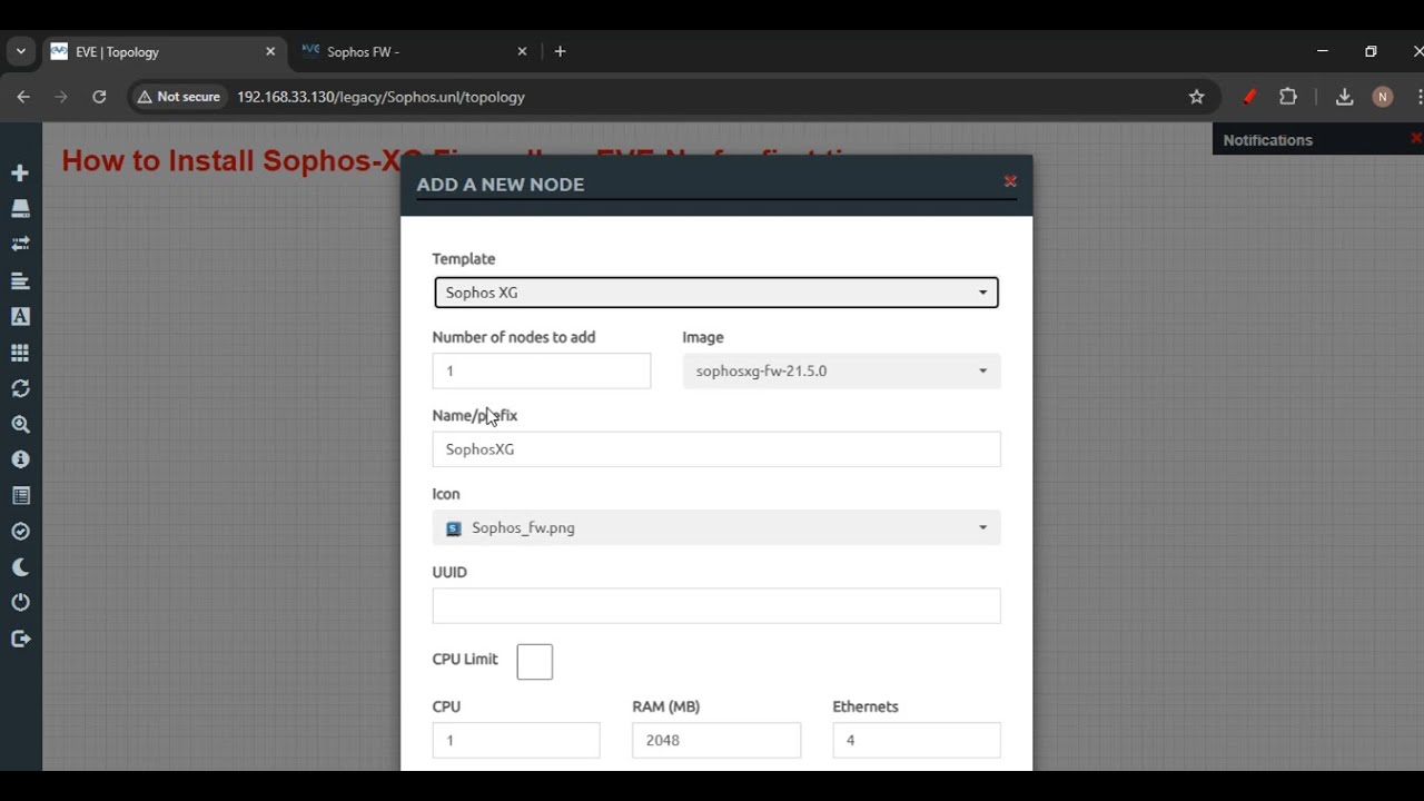 Как загрузить и установить брандмауэр Sophos XG на EVE NG (пошаговая лабораторная работа)