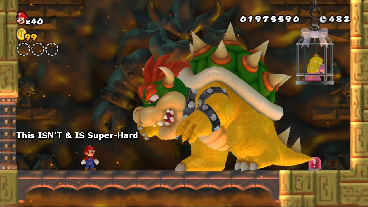 Fighting A Super-Sized (2x) Bowser ISN'T & IS As Hard As You'd Think (New Super Mario Bros Wii)