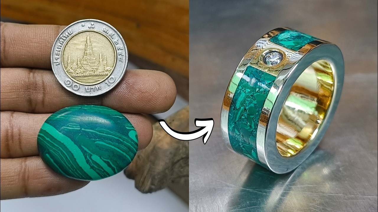 Coin to Turquoise Inlay Diamond Ring 💍🔥 Incredible Handmade Jewelry Process