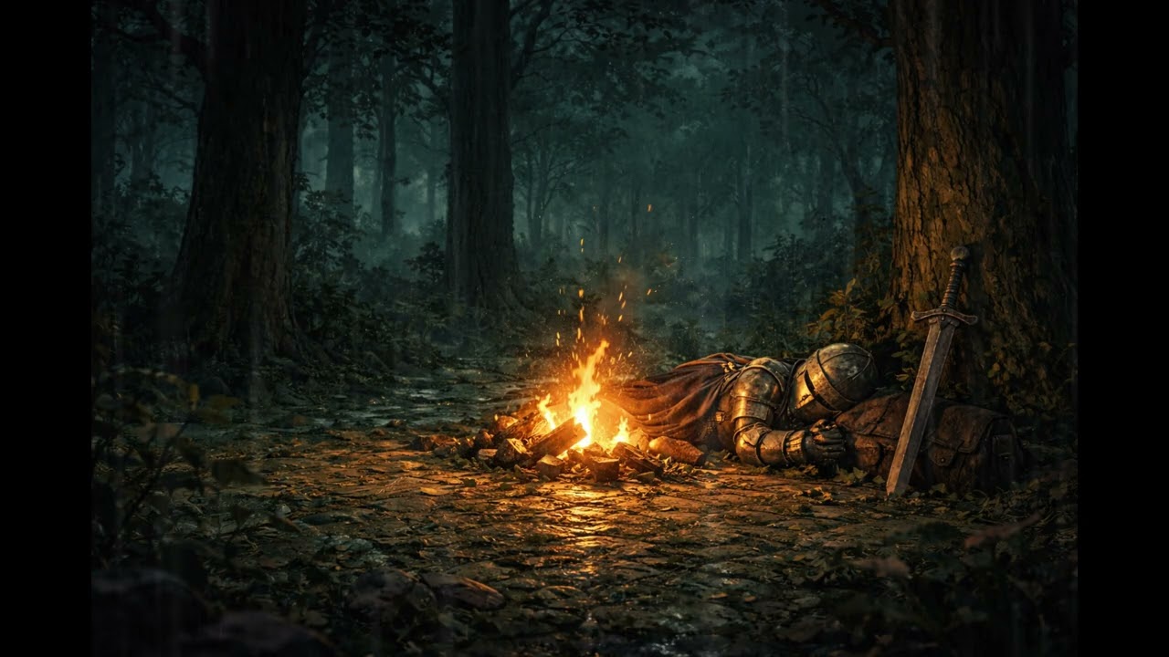 Sleeping in a Forest Shelter During the Rain | Dark Fantasy Ambience