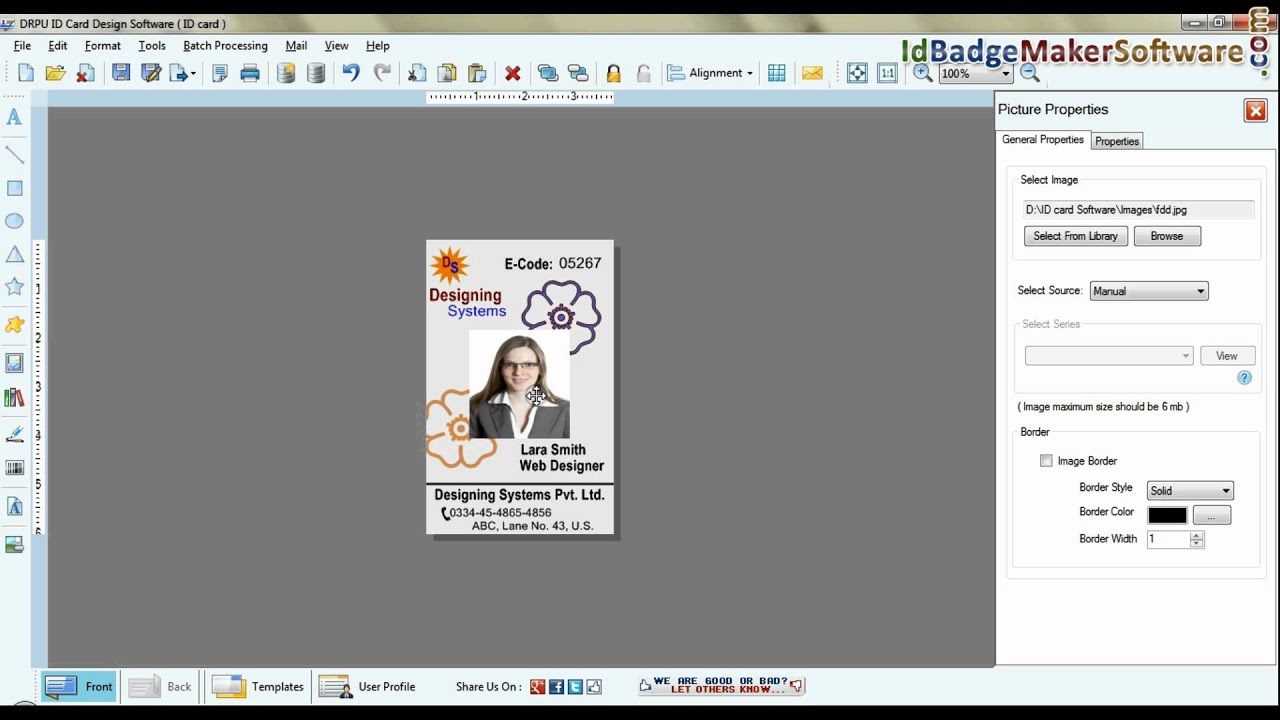 ID Badge Maker Software to create and print identity cards