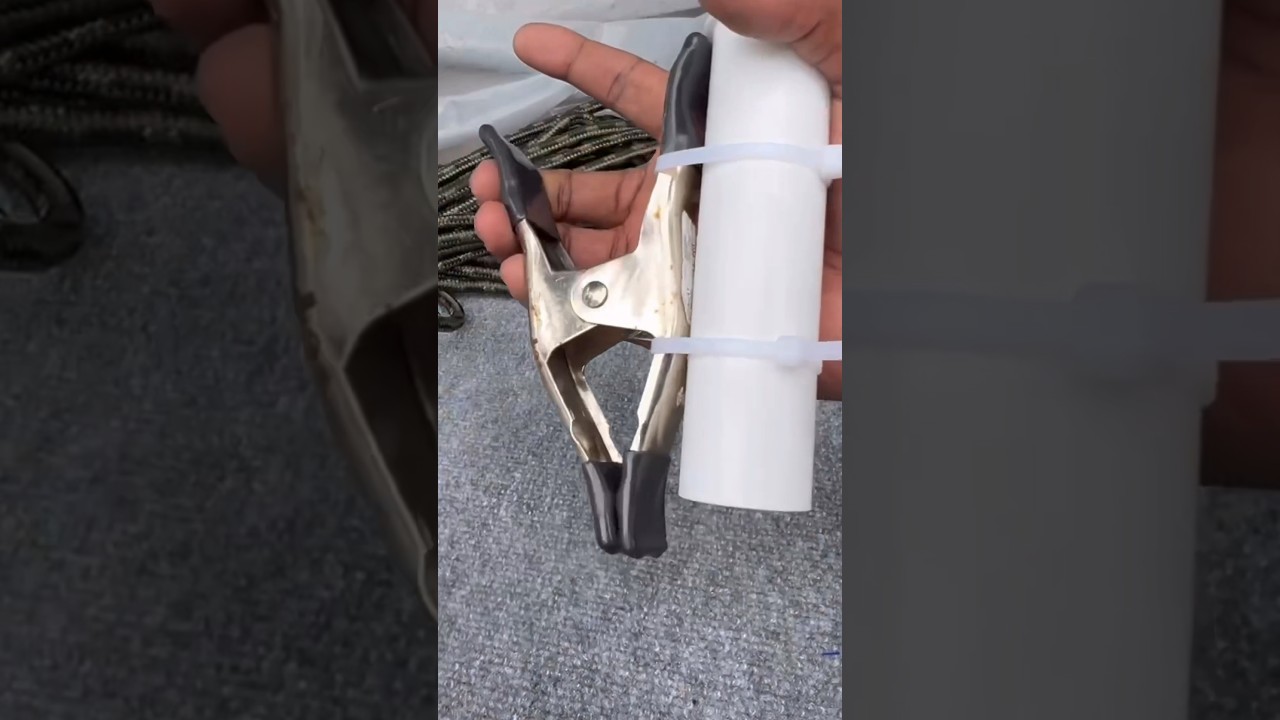 😱 DIY Rod Holder 😱Spring clamp, PVC, Zip Tie. #fishing #diy #fishinghacks #largemouthbass #boat