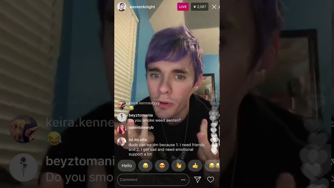 Part of Awsten Knight’s Puberty Instagram Livestream 4/23/18