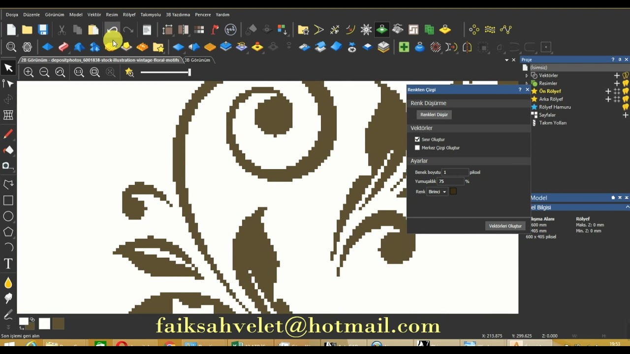 Artcam ile Resimden Çizgi, Vektör Oluşturma- Artcam, Image to vector,