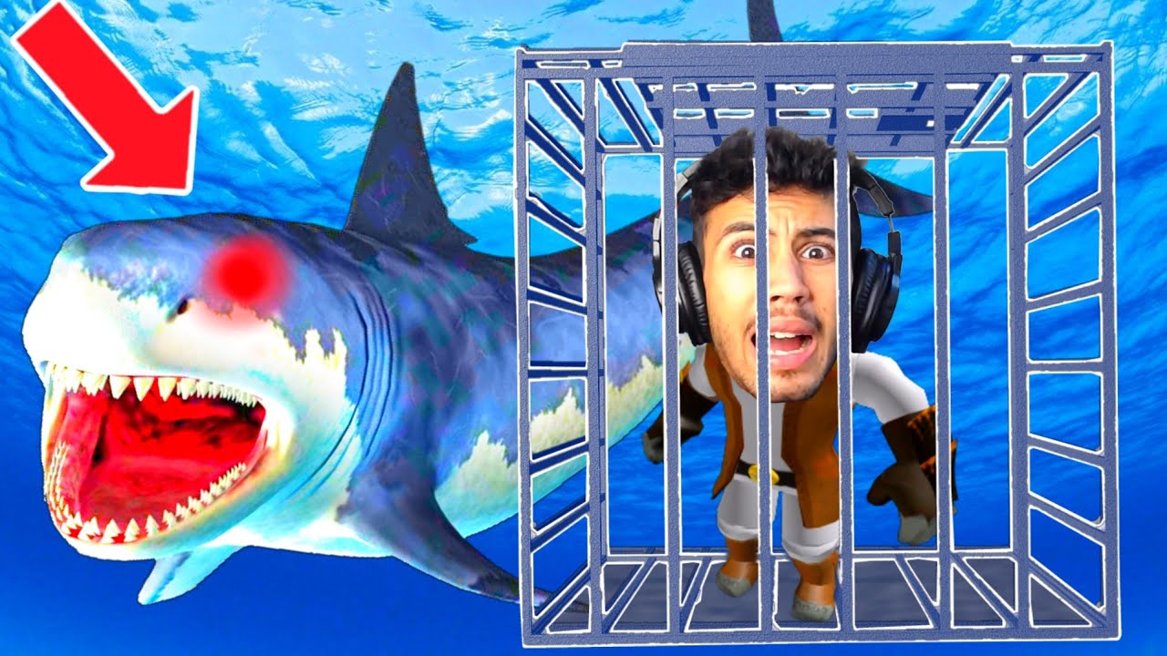 انحبسنا في قفص مع اخططرر قرش باعماق البحر في روبلوكس !!؟ Roblox