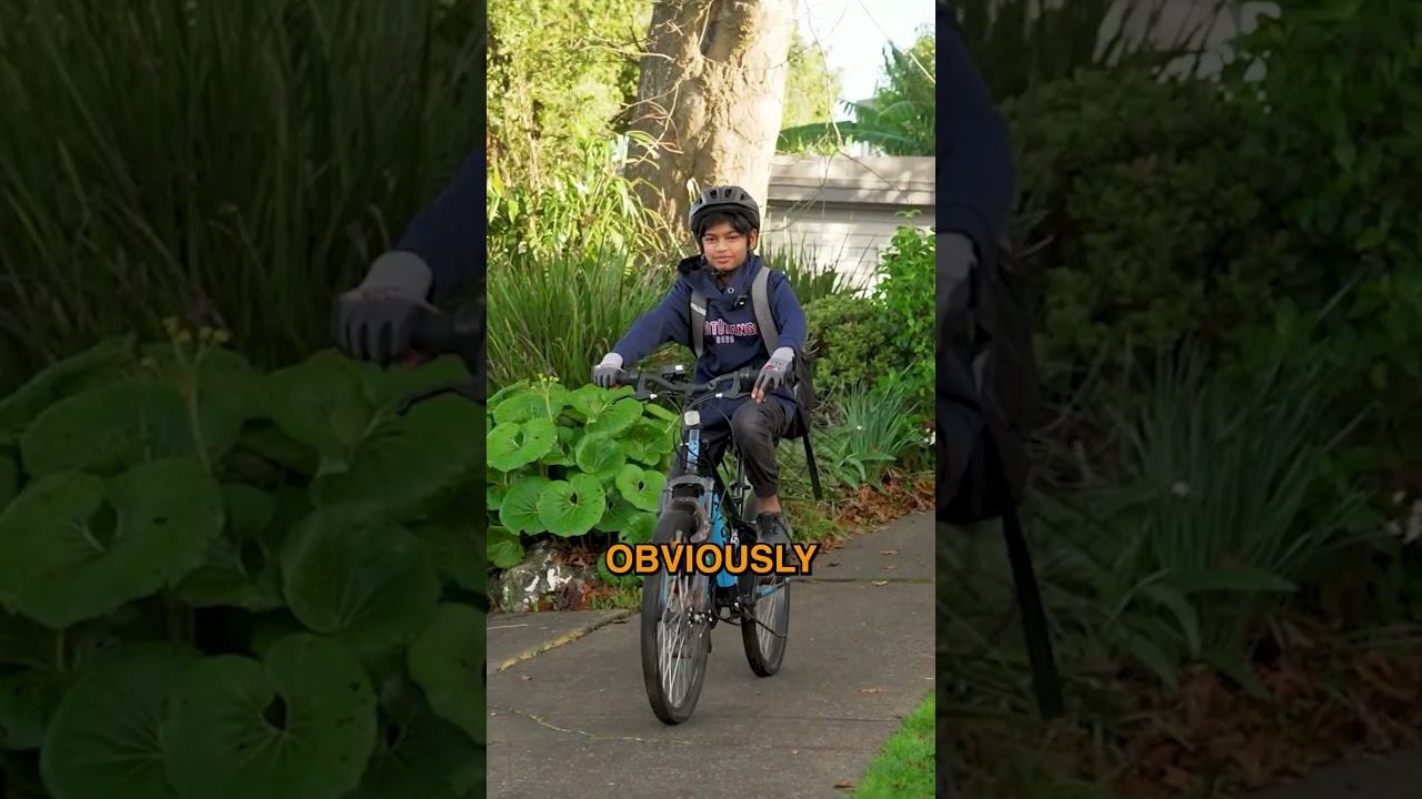 Kids bike to school to help reduce carbon footprint