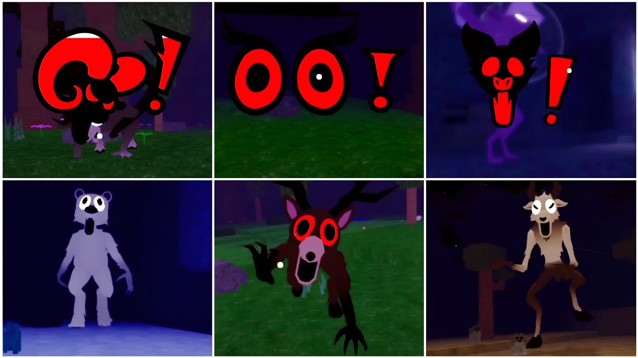 99 nights in the forest all  monster vs wild west vs polar bear jumpscares 