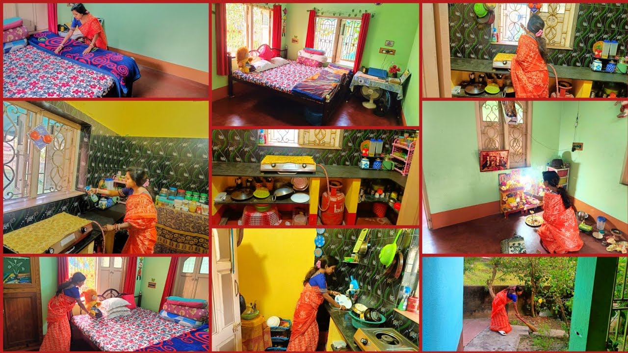 সূর্য উঠার আগে শীতের ভোর থেকে বাশিকাজ+স্নান পূজাসেরে রান্না বসিয়ে সমস্ত কোনা ঘরগোছানো সংসার পরিপাটি