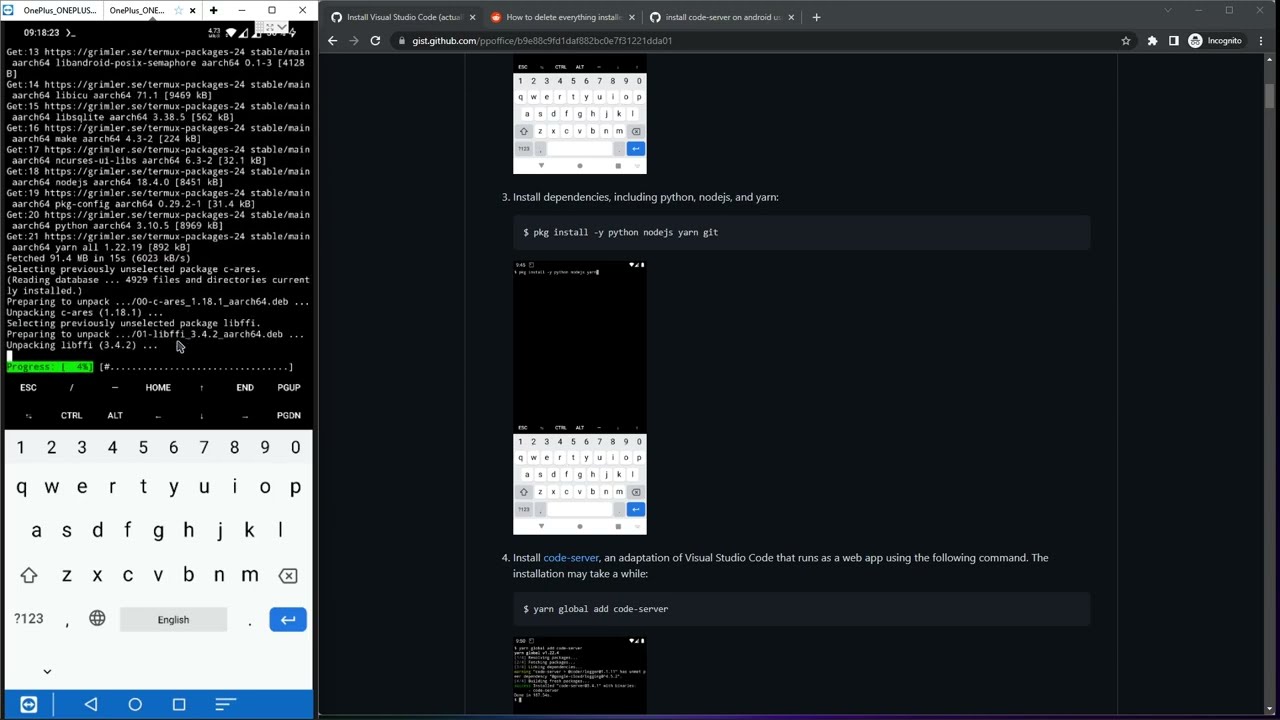 Как установить vscode на android с помощью termux