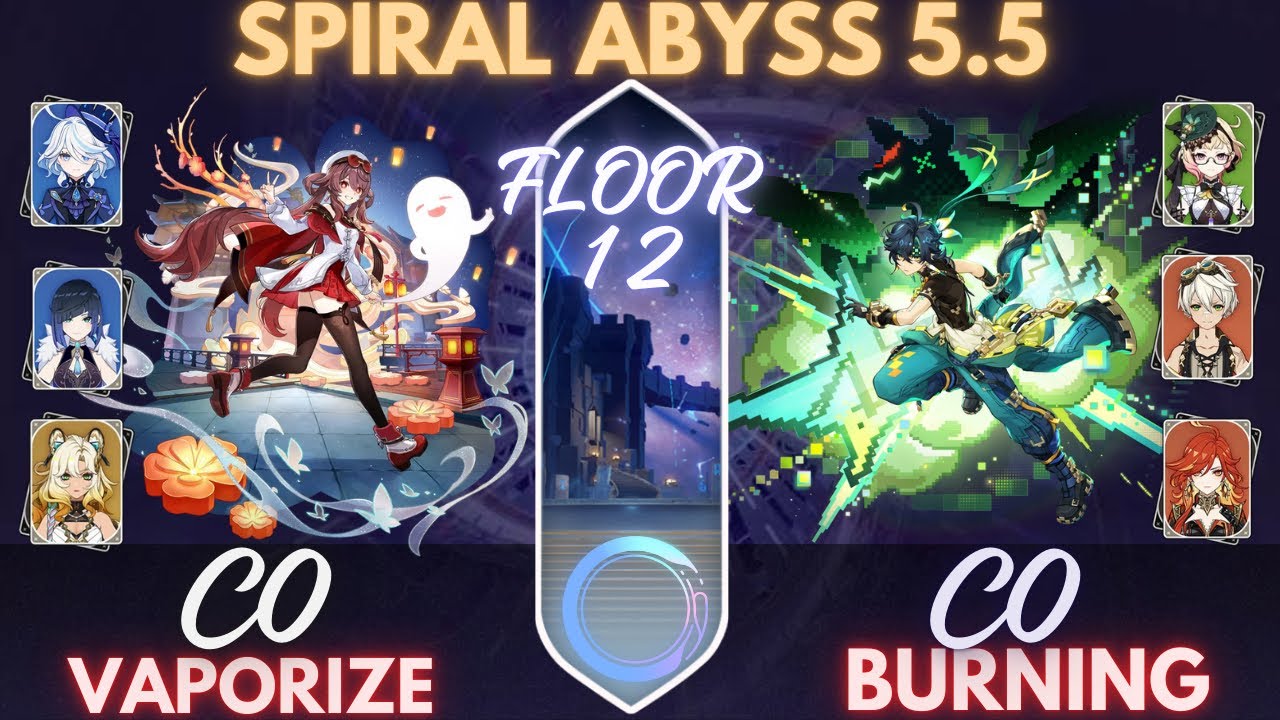 C0 HUTAO VAPORIZE & C0 KINICH BURNING - SPIRAL ABYSS 5.5 FLOOR 12 - GENSHIN IMPACT
