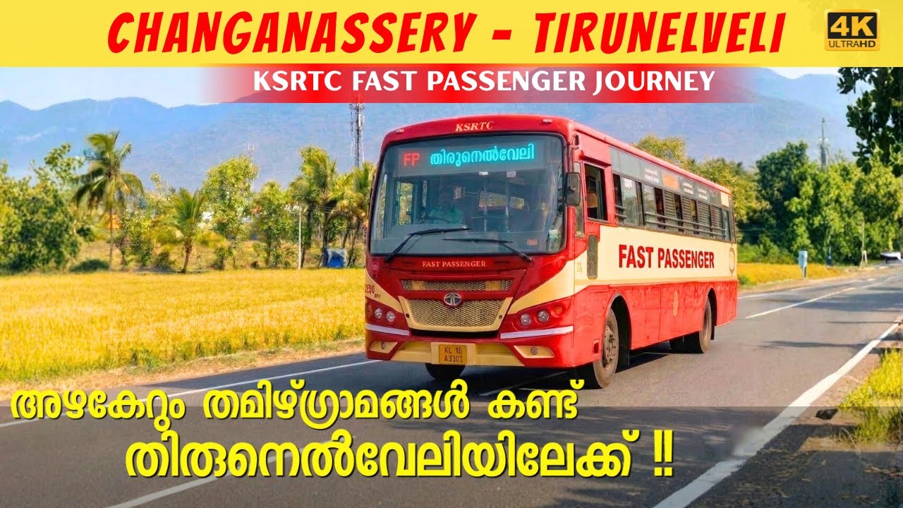 Most beautiful 🌴 journey from Changanassery to Tirunelveli 🌾 in a KSRTC bus | 4K