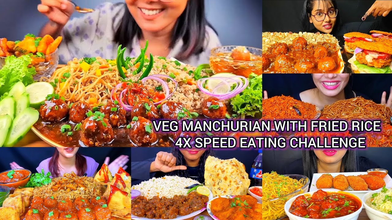 EATING MUSHROOM MANCHURIAN,VEG FRIED RICE,VEG MANCHURIAN,SAMOSA/BIG BITES 