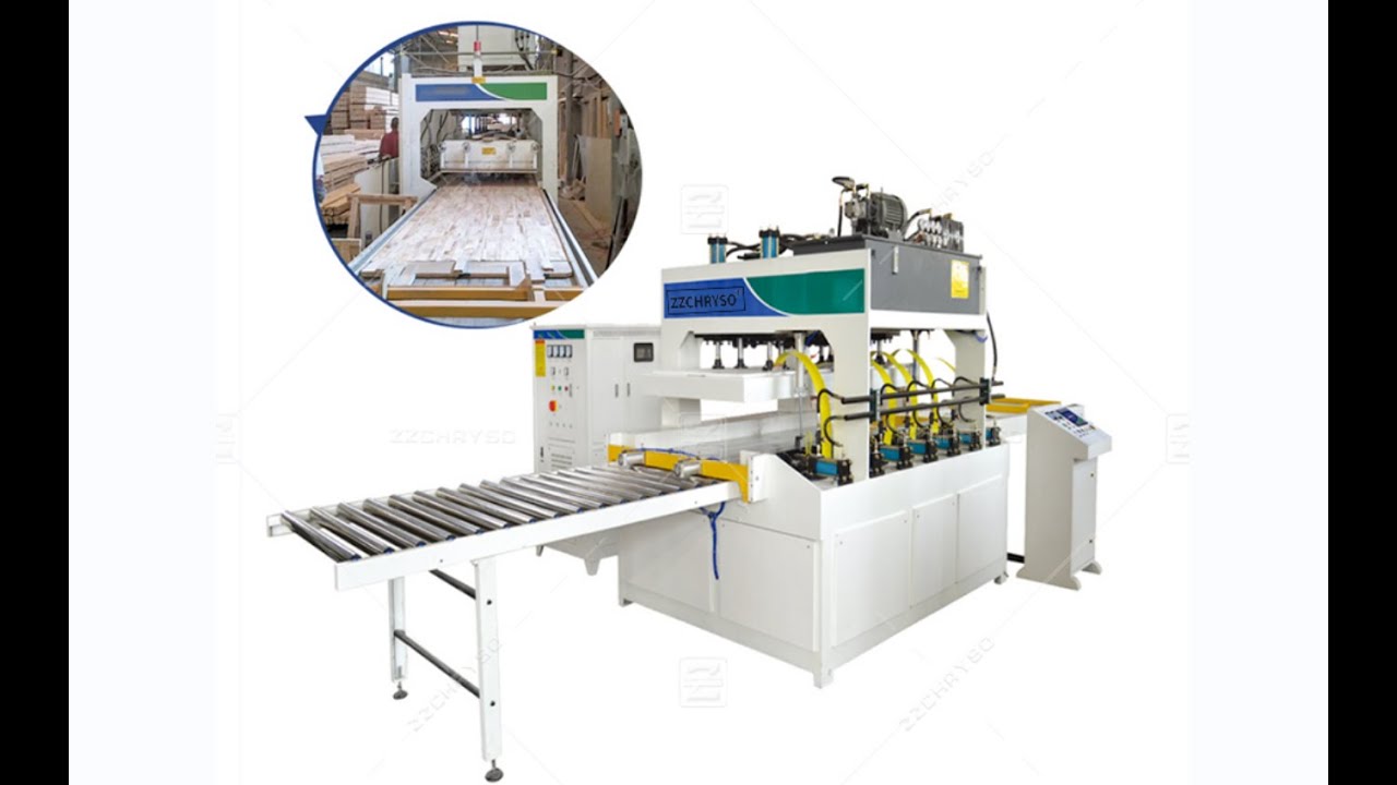 Automatic RF (radio frequency) wood board glue jointing press production line works in China factory