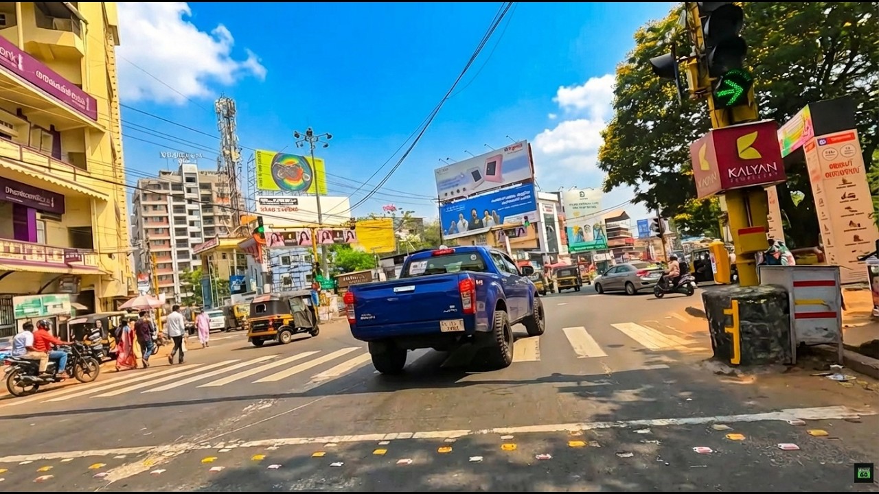 India Street Drive  | Thrissur, Kerala Traffic & Daily Life Experience | Town Drive India 4K 60 FPS