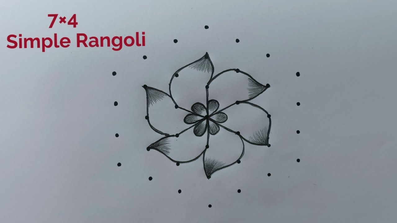 Mahashivratri Special Flower Rangoli 7×4 🌺 7 Dot Flower Muggulu 🌺New Flower Padi Kolam🌺Daily Rangoli