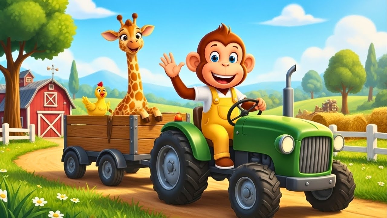 Brave monkey saves injured giraffe on farm | Funny Monkey Kids