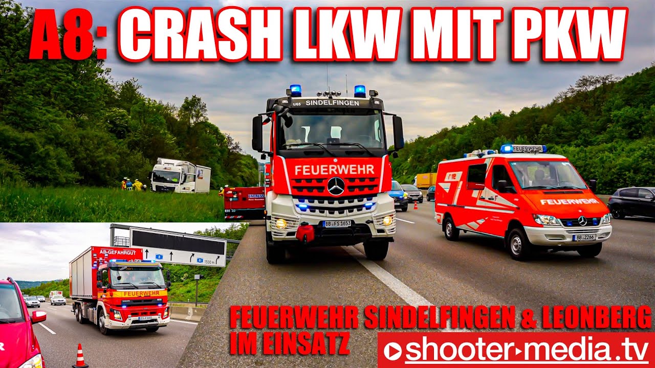 🚒   A8: CRASH mit LKW & PKW  🚒 | 🚑 1 Schwerverletzter  🚑 | Umwelteinsatz