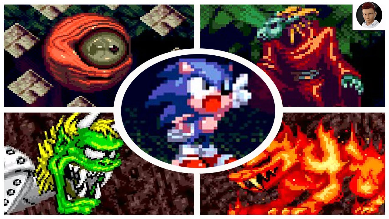 Sonic Hellfire Saga (Sonic Fan Game) All Bosses (NO DAMAGE)