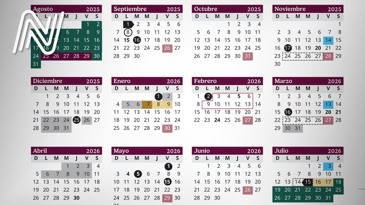 SEP publica calendario escolar 2025-2026; habrá 190 días de clases efectivas | JN