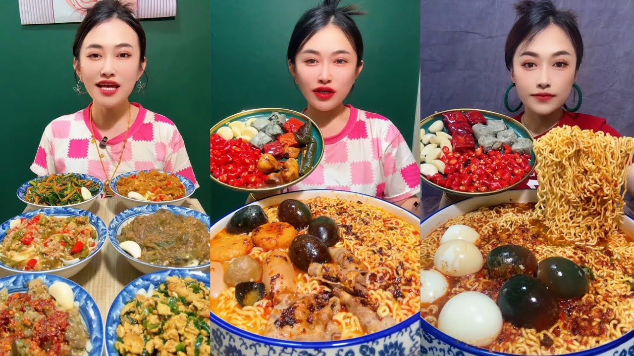 Mukbang Challenge Eating Rice 🍚 with food Spicy 🔥🥵 Noodles 🍜 🍖🥓 Meat#eatingsounds #noodles #yummy 