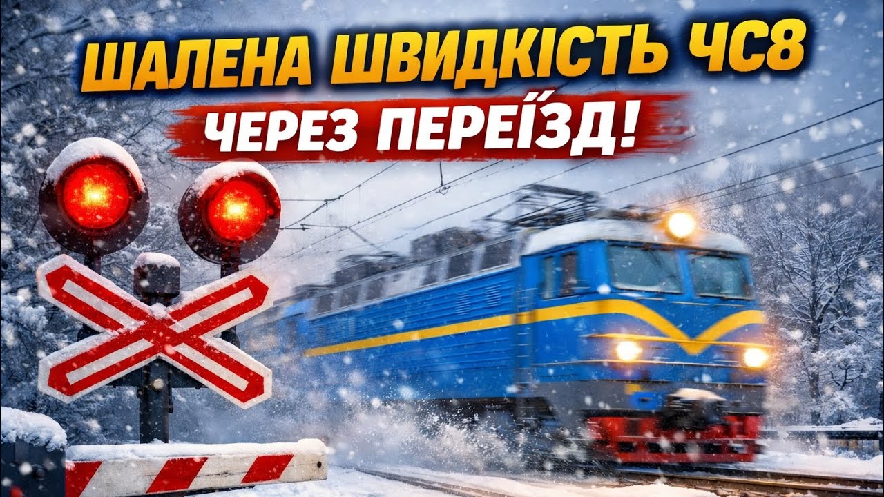 Шалена швидкість ЧС8 та ЧС4 через залізничний переїзд | Power and Speed — CHS8 in Action