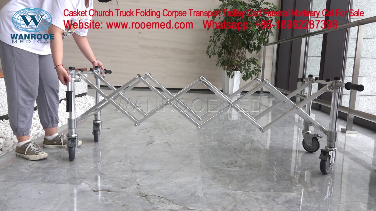 GA102E Funeral Mortuary Folding Coffin Trolley For Transport Casket Coffin With Two Brakes