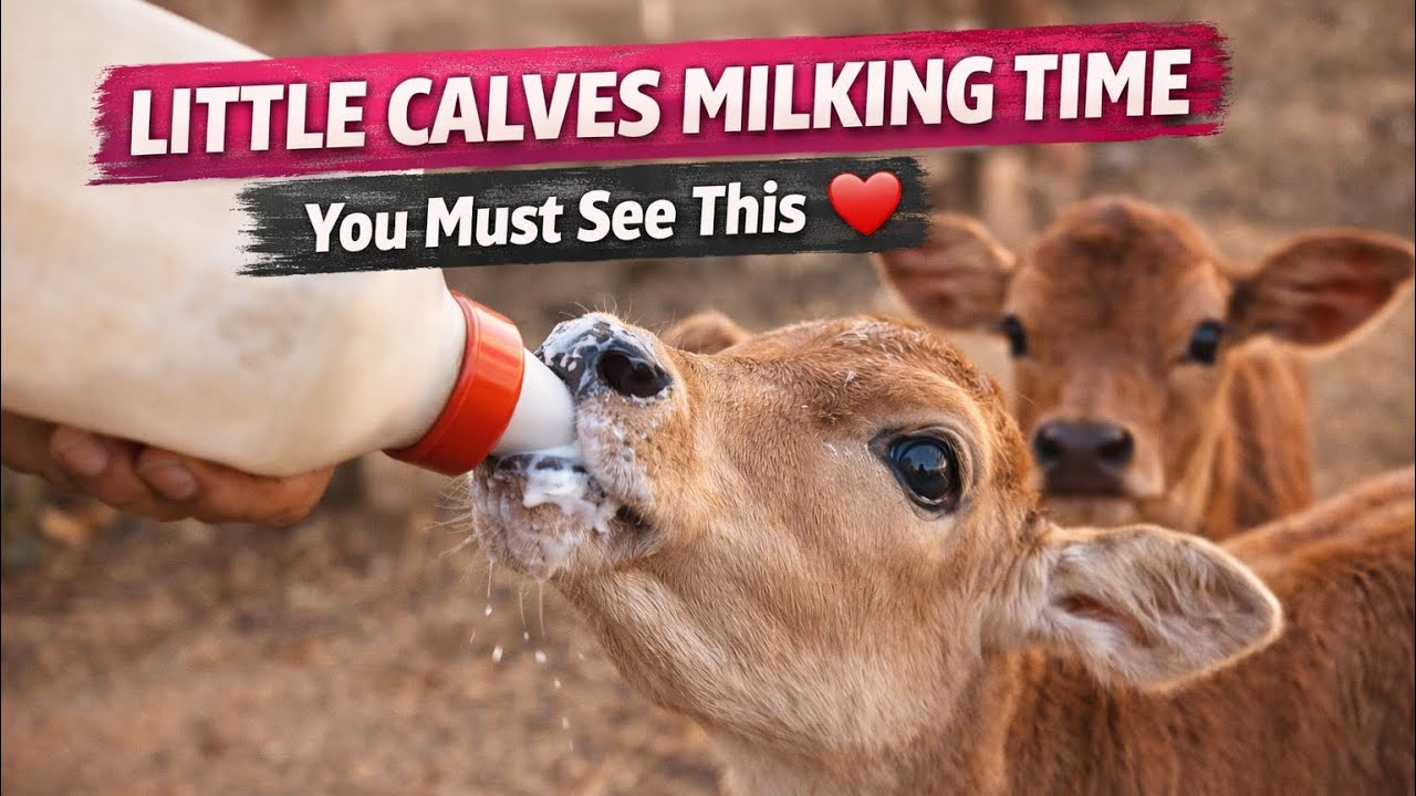 Cutest Calves Milking Time Ever | Real Farm Life Vlog 🐄🥛Little Calves Milk Feeding Time 