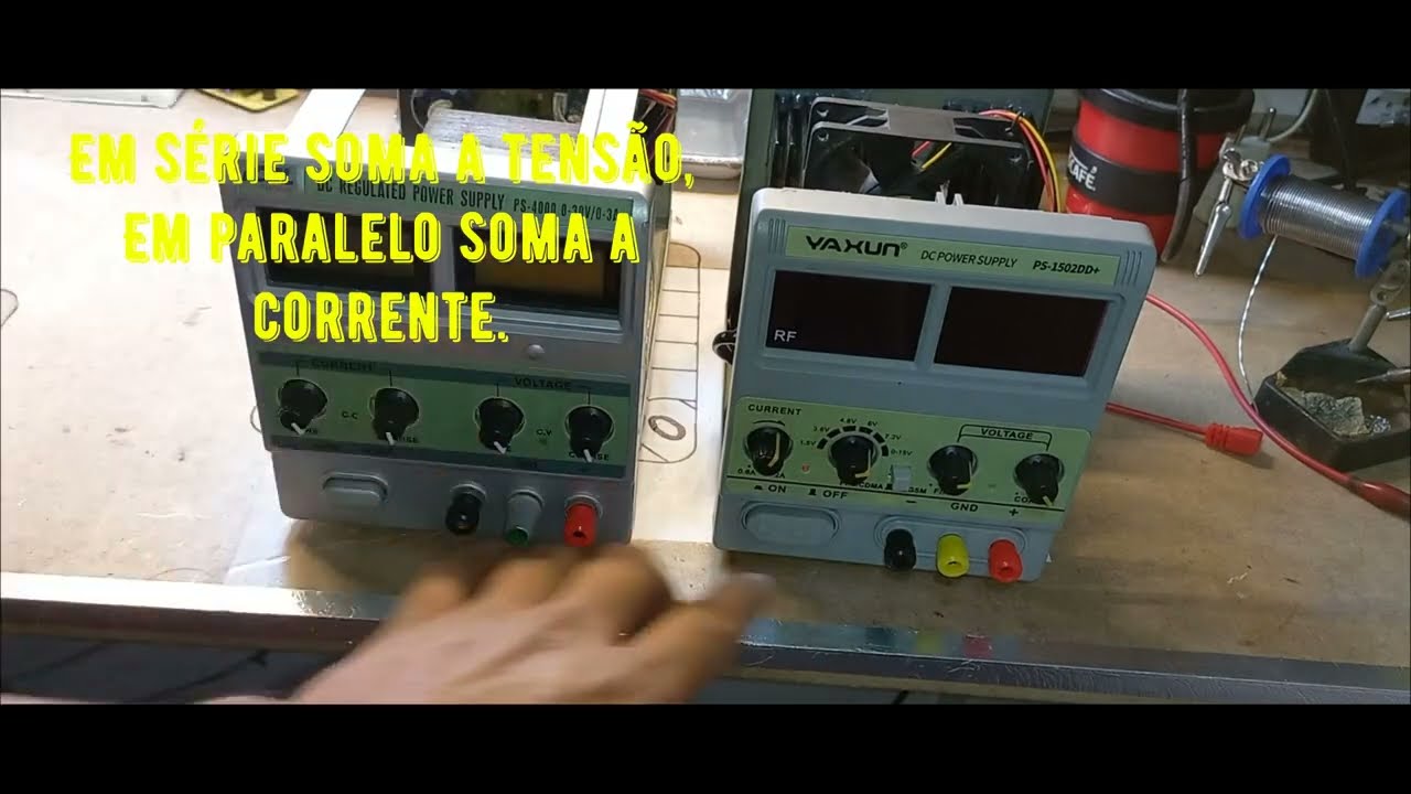 Fonte Yaxun 1502dd+  50v volts com fonte Icel PS4000 em série.