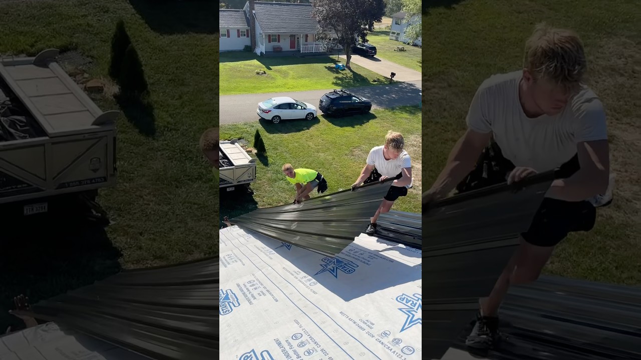 Metal roof replacement process. #Roofers install black Premier Rib metal. #roofing