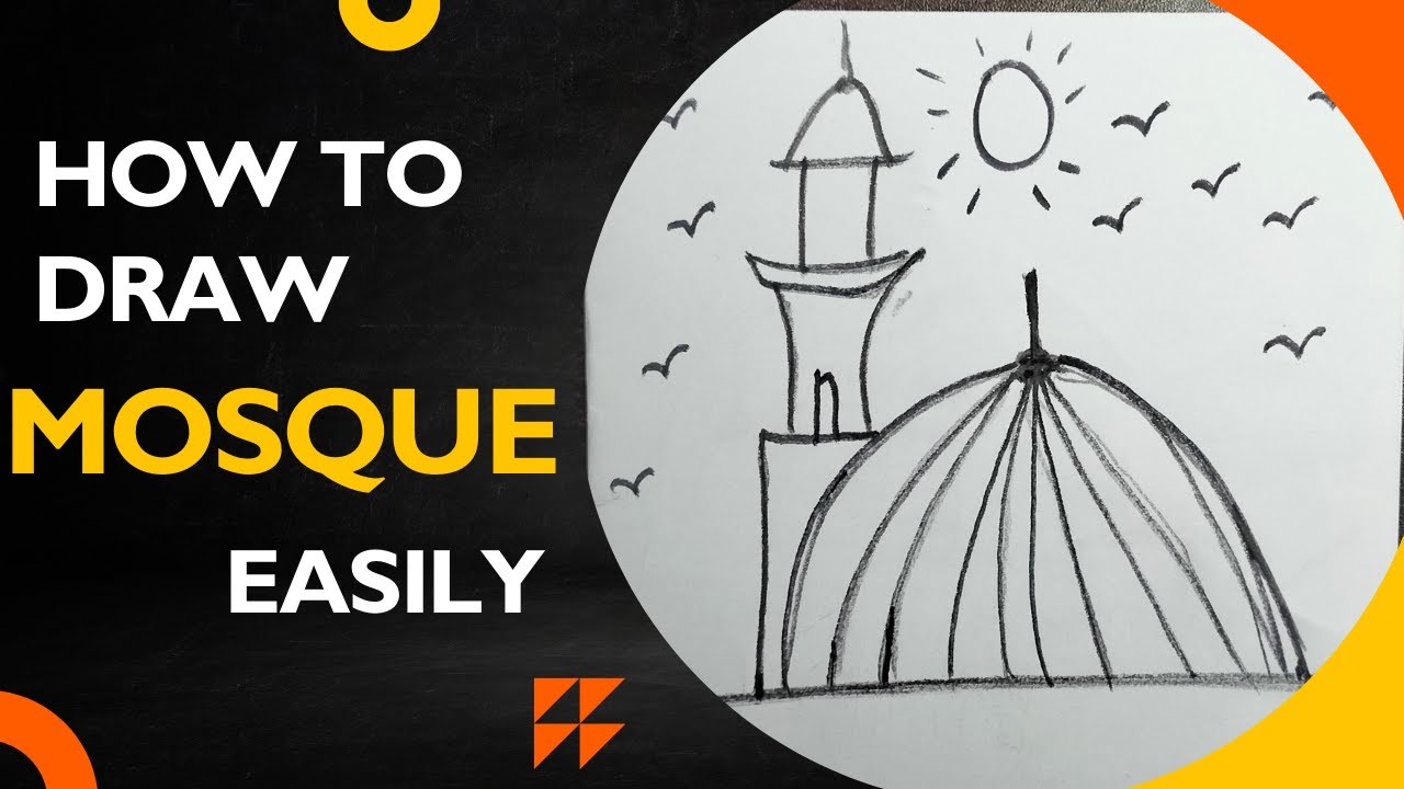 Easy Islamic Drawing || How to Draw Masjid/ Mosque step by step || Islamic Drawing for beginners
