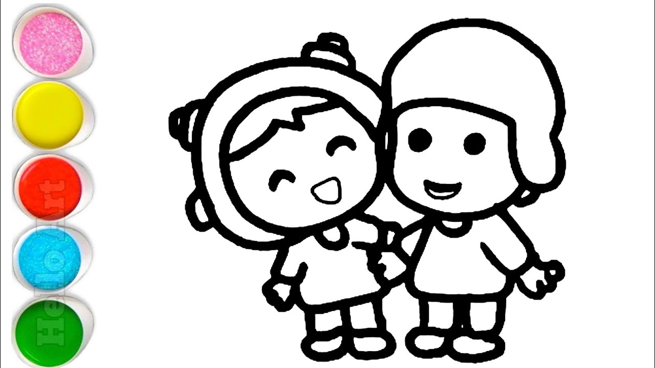 Beautiful Nina Playing With Pocoyo Drawing, Painting and Coloring For Kids and Toddlers_ Child Art