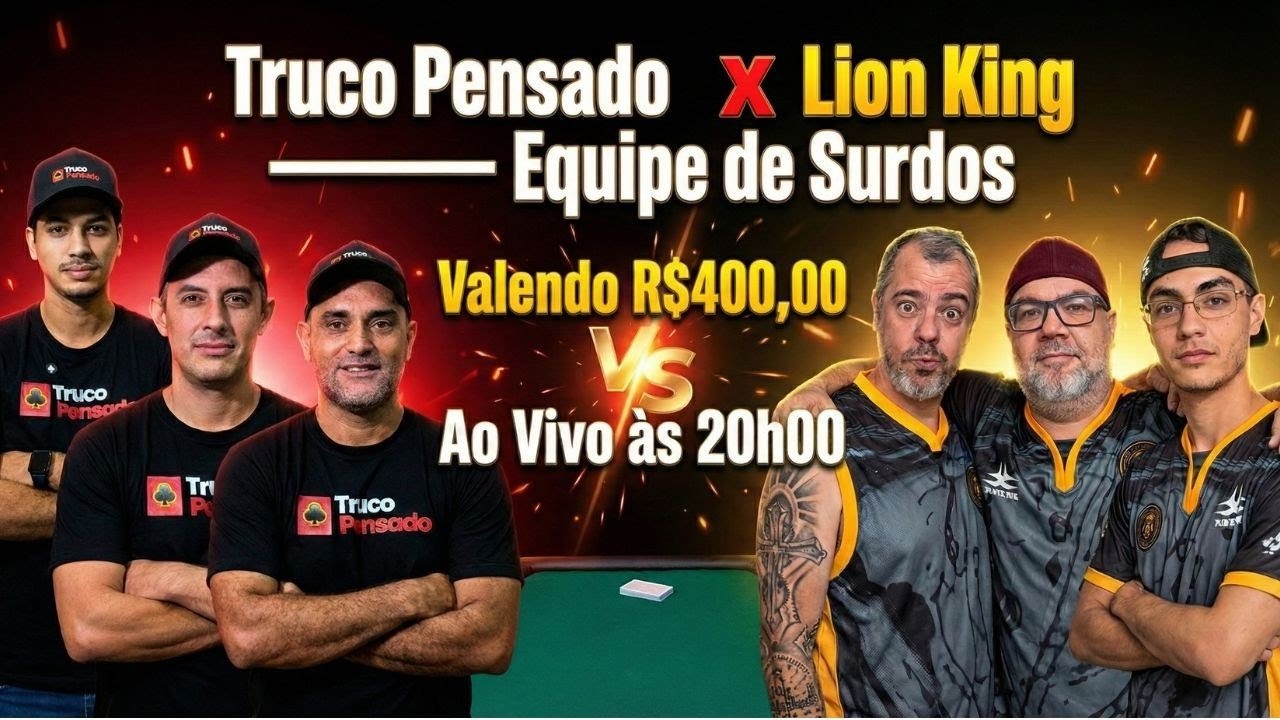 Truco Com Surdos VALENDO R$400 AO VIVO!  Truco Pensado x Lion King (Equipe de Surdos)
