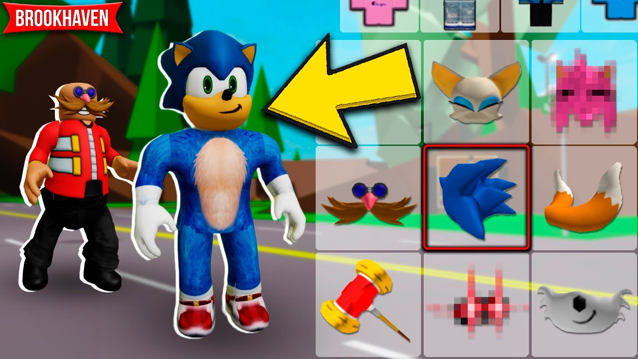 COMO Virar PERSONAGENS do SONIC NO BROOKHAVEN *id de roupas do Sonic*