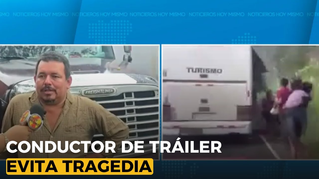 Conductor de tráiler evita tragedia al detener autobús que transportaba migrantes