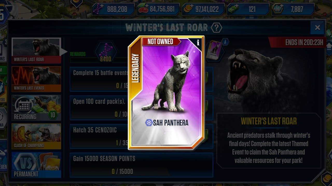 Chance to get Legendary Sah Panthera | Jurassic world: The Game |