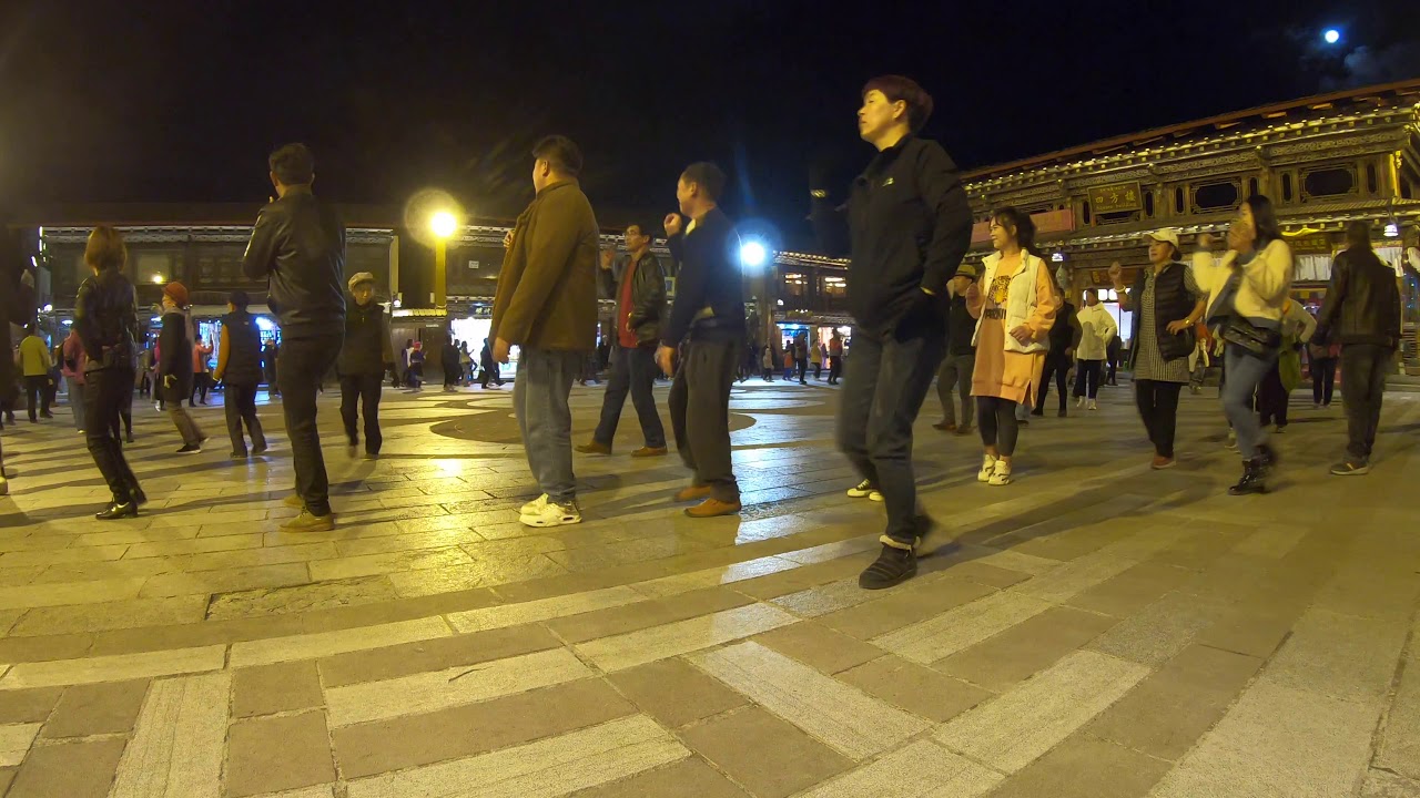 Tibetans and Chinese dancing in Shangri-La, Yunnan