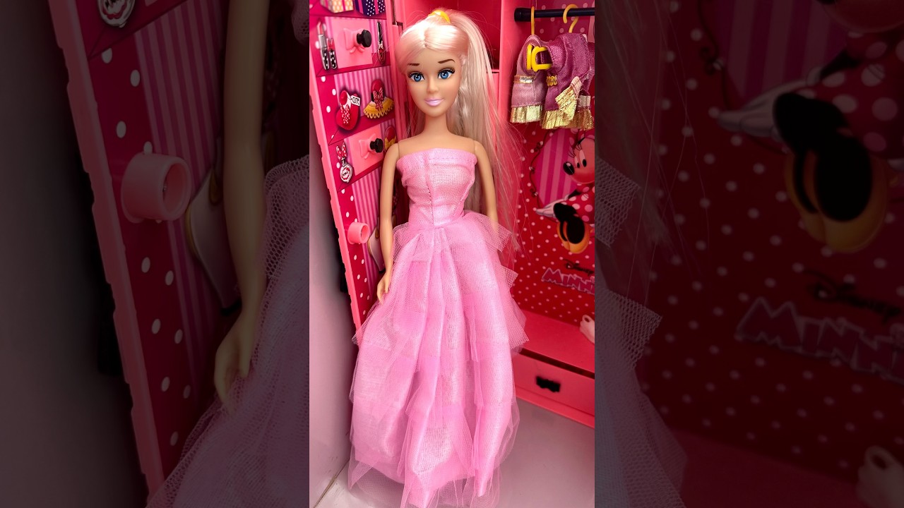 Satisfying With Unboxing barbie doll and pink Bedroom Playset ASMR #doll#barbie #barbiedoll