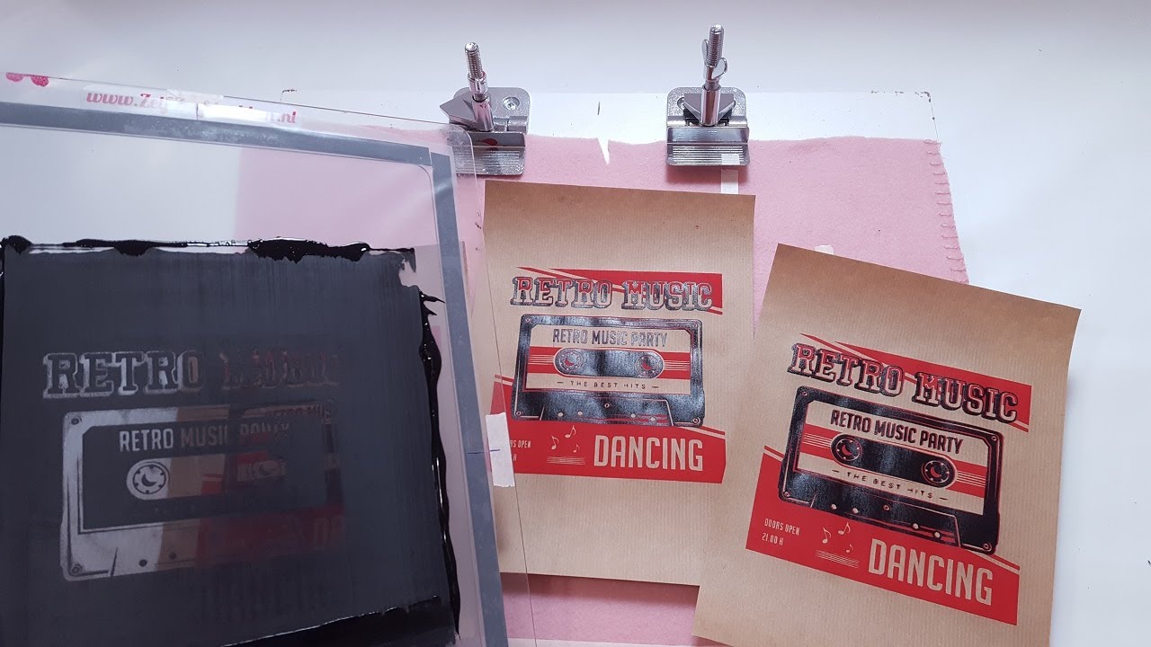 2 kleuren zeefdrukken flyers / posters | www.ZelfZeefdrukken.nl