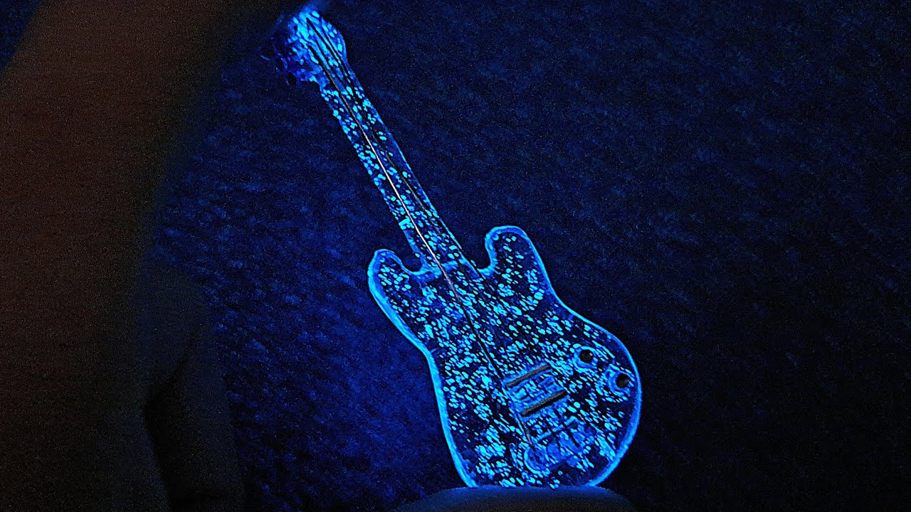 UV Resin Glow in the Dark Miniature Bass Guitar Tutorial #diy #resinart #bassguitar