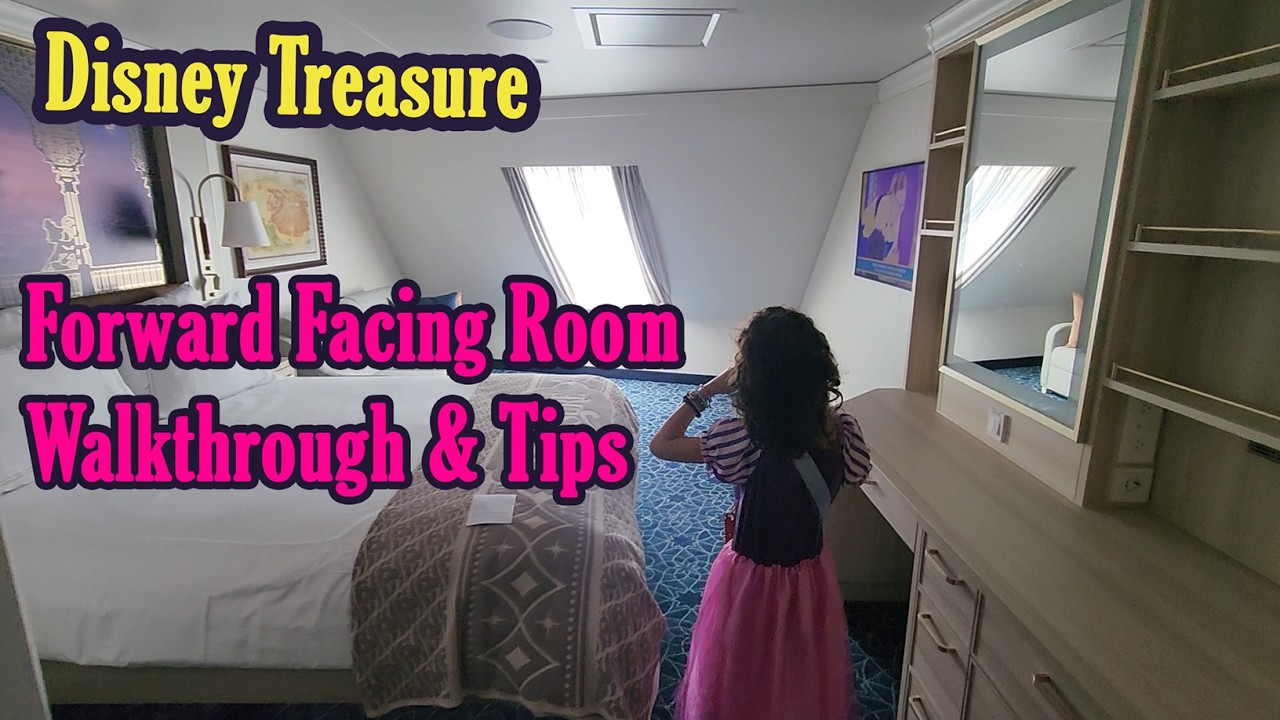 Forward Facing Room: Disney Treasure Cruise. Onboard Stateroom Walkthrough of Room 7502 with a view!