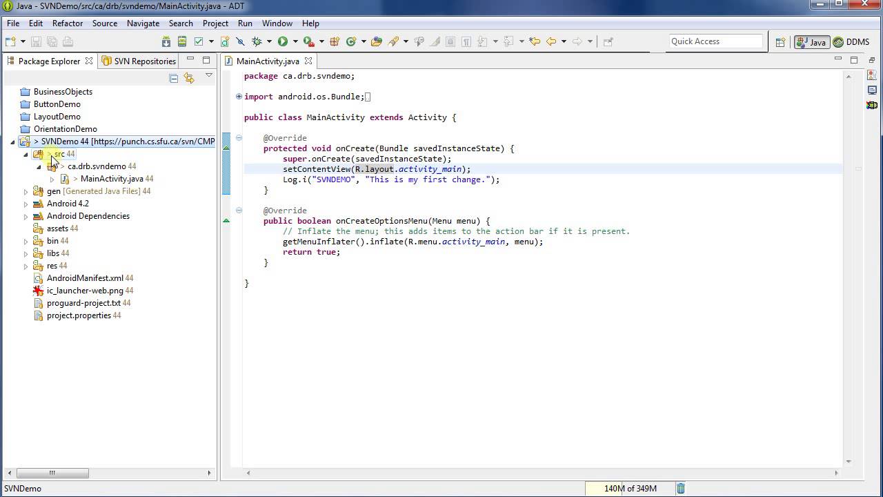 SVN Demo with Subversive: Basic checkin-out
